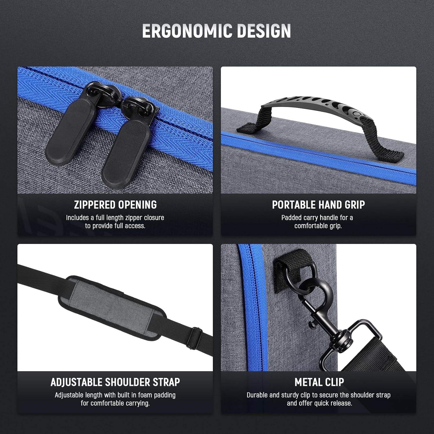 Q4 Carrying Bag with Shoulder Strap, Handle, Dedicated Compartments for Outdoor Strobe Flash/Batteries/Trigger/Reflector Diffuser Accessory, Mesh Pocket, Durable Hard Shell Travel Case, PB8