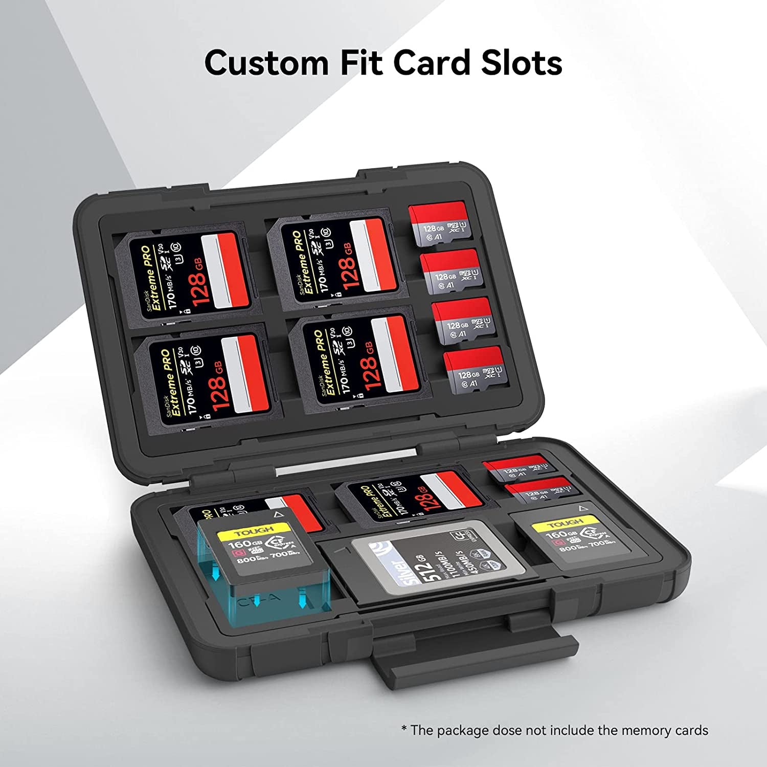 Memory Card Holder Case 15 Slots, Water-Resistant for SD Card, Micro SD Card, Cfexpress Type A/Type B Card, XQD Card - 3192