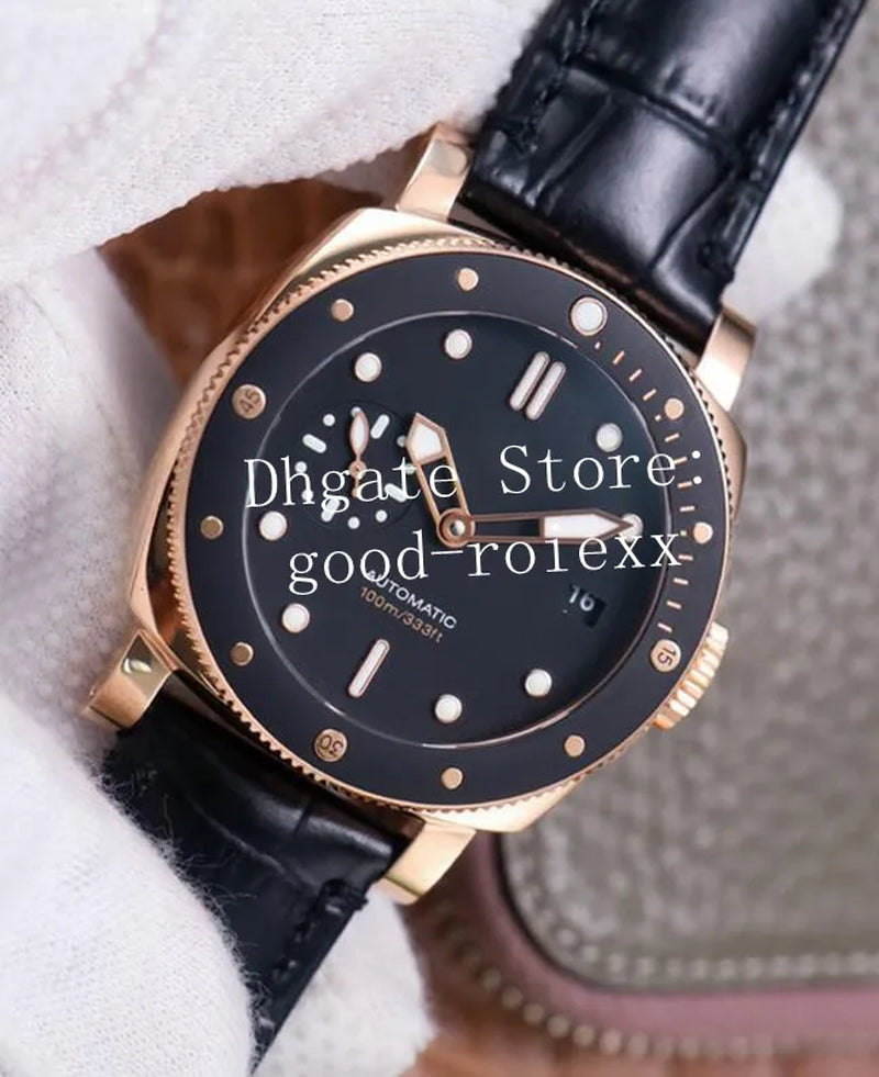 Watches Men'S Watch Men Automatic Movement Cal.Op XXXIV Rose Gold 974 Sport Submersible Diver 100M VS 42Mm Leather Strap VSF Factory Pam Crystal Wristwatches Box