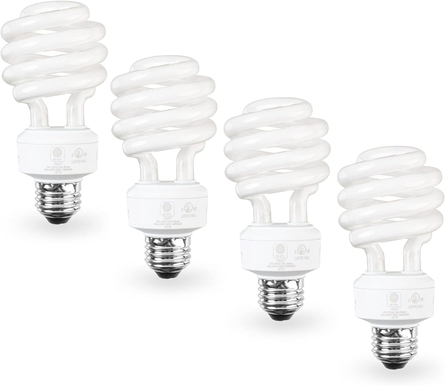 E26 Standard Screw Base 23Watt CFL Light Bulb - 4 Pack 2700 Kelvin for a Warm White and 1600 Lumens (100 Watt Light Bulb Equivalent) - UL Listed