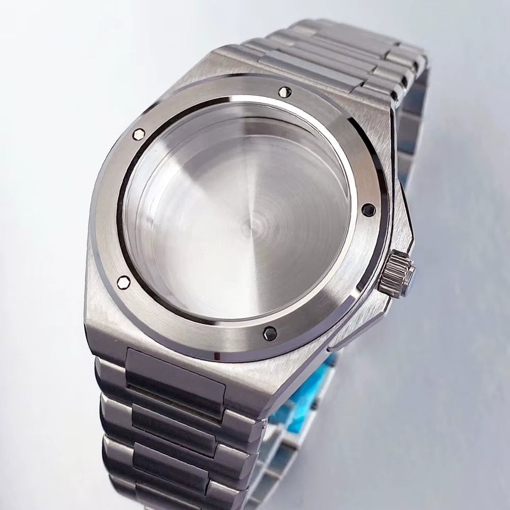 40Mm for Ingenieur IWC Style Mod Watch Case Sapphire Glass Fit NH35 NH36 Dive Men'S Wristwatch Accessories Parts Steel Bracelet