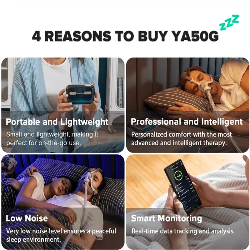 Bluetooth Mini CPAP Stop Snoring APAP Portable anti Snoring and Sleep Apnea for Sleep Apnea Syndrome and OSA Sleep Aid with Mask