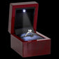 Cherry Ring Box with Light - Unique LED Engagement Ring Box for Proposal Ring or Special Occasions (Mahogany/Black Insert)