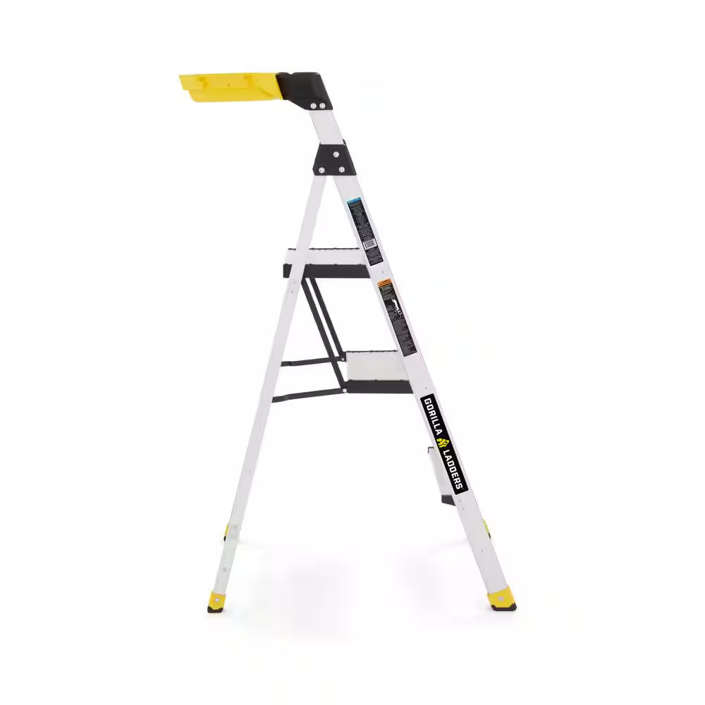 4 .5 Ft. Aluminum Dual Platform Step Ladder with Project Bucket ( 9 Ft. Reach ), 250 Lbs. Capacity Type I Duty Rating