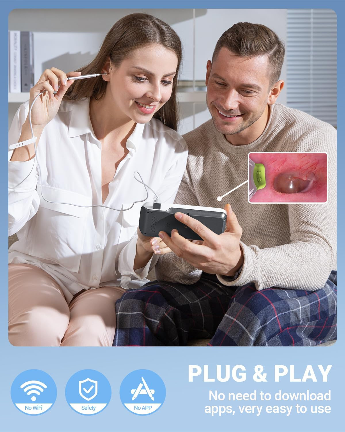 Otoscope Ear Camera with 4.5" IPS Screen, 1920X1080 FHD Smart Visual Ear Wax Removal Tool Camera Kit, 32GB Card Ear Scope Otoscope with Light, Plug & Play at Home Ear Infection Detector