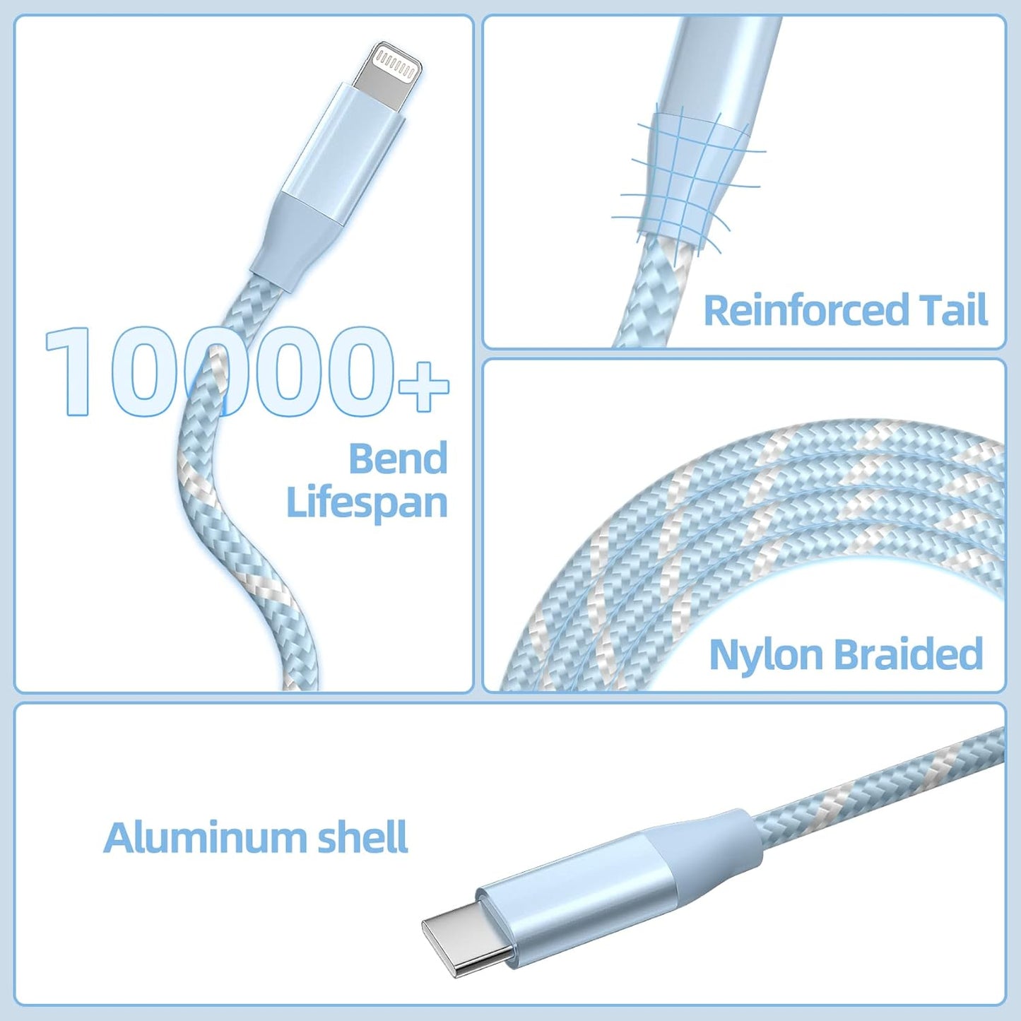 USB C to Lightning Cable 3 Pack 6FT Apple Mfi Certified Iphone Fast Charger Fast Charging Type C to Lightning Cable for Iphone 14 13 12 11 Pro Max Xr Xs 8 and More