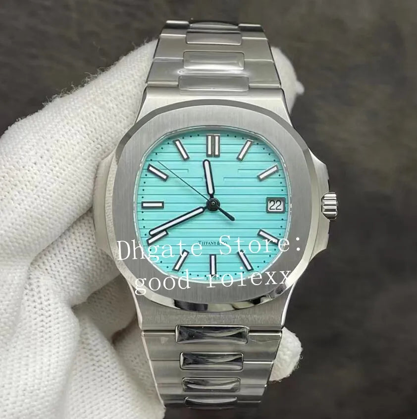 Watches for Men Automatic Cal.324 Watch Men'S 3Kf Green Turquoise Blue Gray White Dial 40Th Anniversary 3K Crystal Steel Date Eta 5711 Crystal Wristwatches