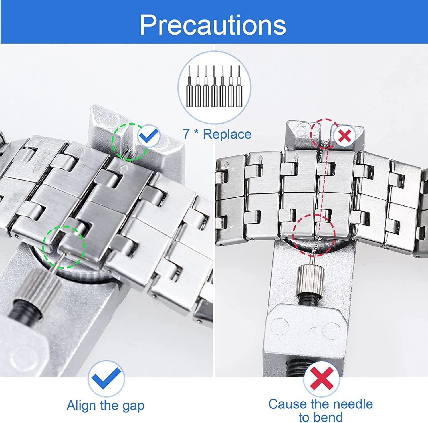 Watch Link Removal Tool Kit, Watch Band Tool for Watch Repair, Bracelet Adjustment, Replacement and Resizing, Watch Strap Link Remover, with 10 Spring Bars, 10 Pins, User Manual