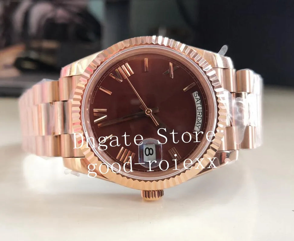 7 Colour Mens Watches Men Watch Bpf Green Brown Champagne White Automatic 2813 Movement BP Everose Time Day Date Rose Gold Crystal Chocolate Factory Wristwatches