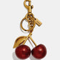 Authentic Coach Cherry Charm Keychain Glitter Resin and Metal Brass/Red Apple