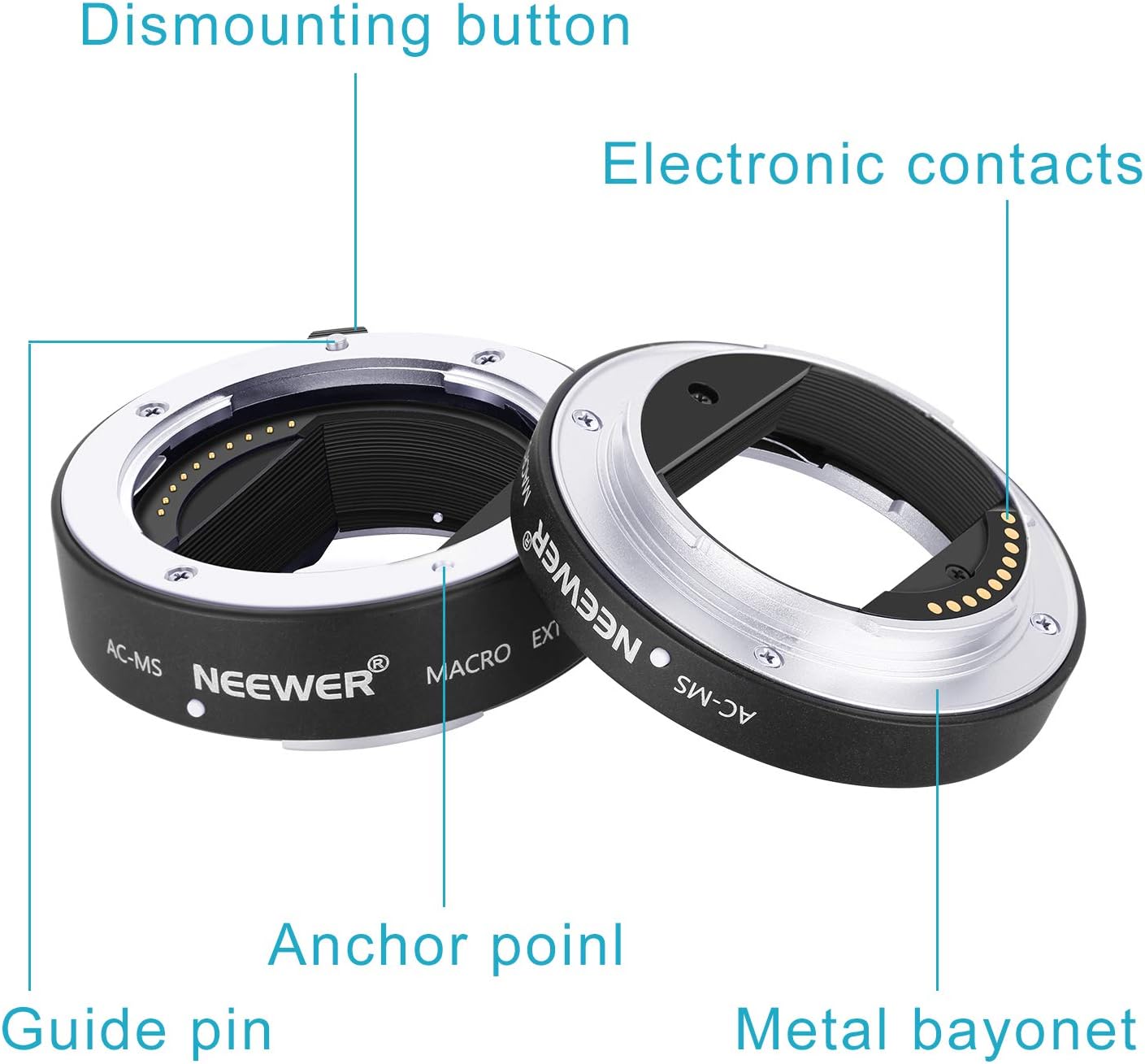 Neewer Metal AF Auto-Focus Macro Extension Tube Set 10Mm&16Mm for Sony NEX E-Mount Camera NEX 3/3N/5/5N/5R/A6000/A6300 and Full Frame A7 A7S/A7SII A7R/A7RII A7II