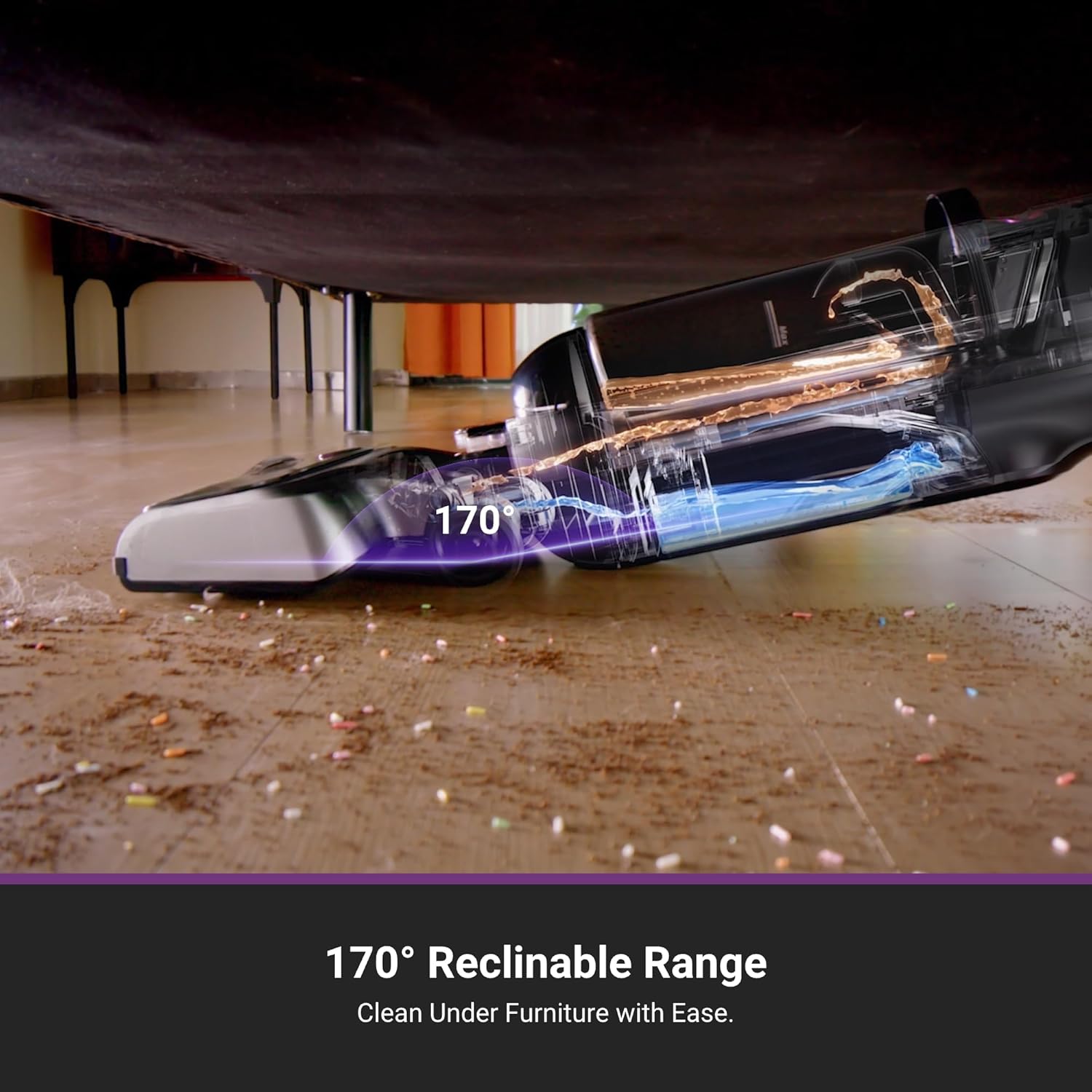 Cordless Wet Dry Cleaner, 170° Reclinable, Hot Air Drying Self Cleaning Vacuum and Mop Combo, Good for Hard Floors Pet Hair Sticky Messes, Rapidwash 630, Purple