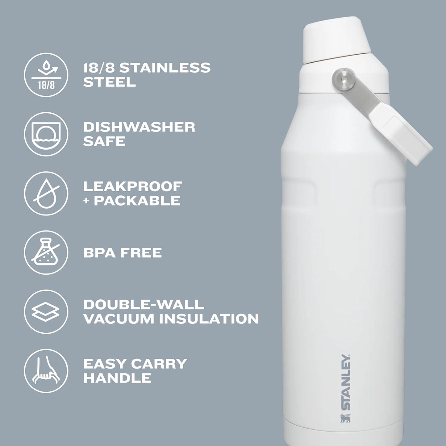 Iceflow Fast Flow Water Bottle | Angled Spout Lid | Lightweight & Leakproof for Travel & Sports | Insulated Stainless Steel | Bpa-Free