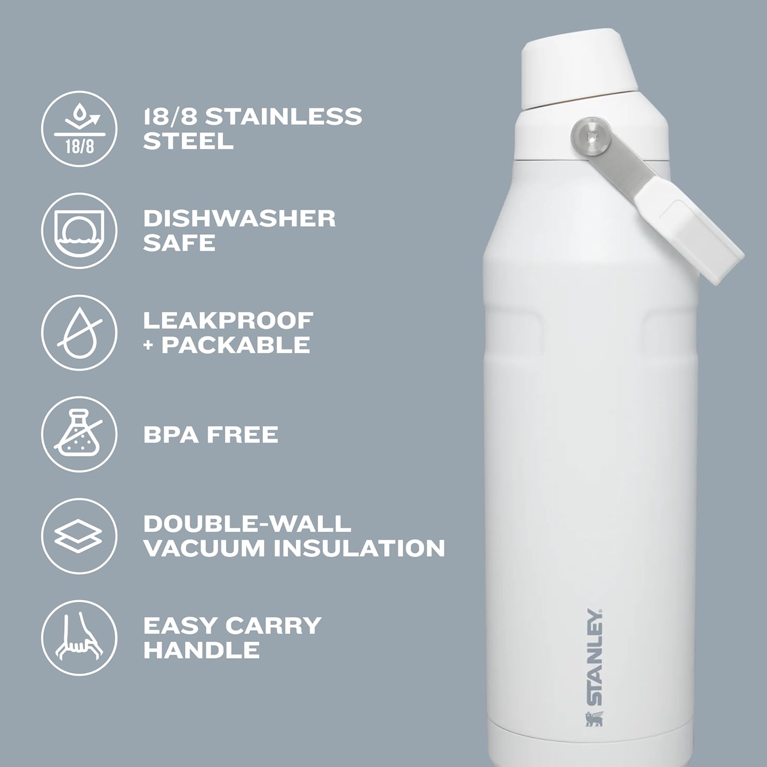 Iceflow Fast Flow Water Bottle | Angled Spout Lid | Lightweight & Leakproof for Travel & Sports | Insulated Stainless Steel | Bpa-Free