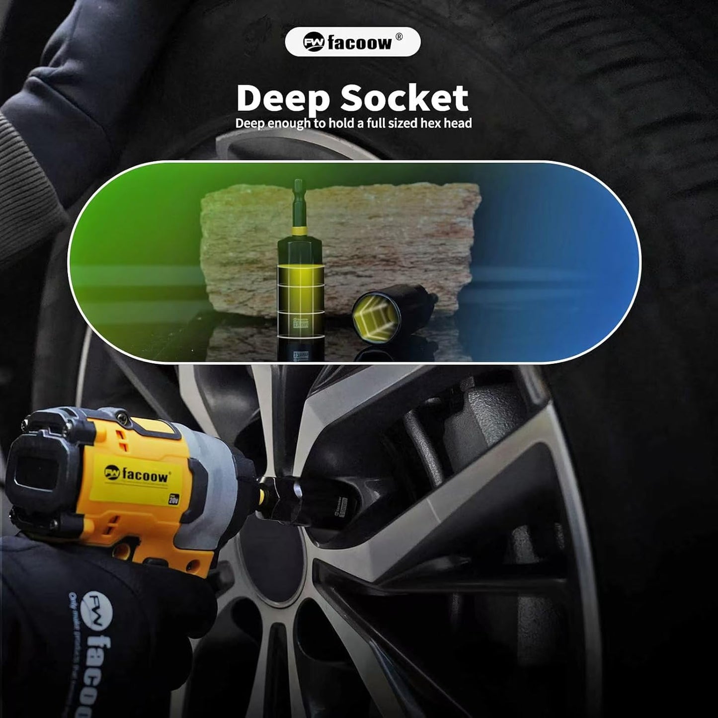 55PCS Impact Nut Driver Set, Deep Nut Driver Set with Wing Nut Driver, Metric & SAE Magnetic Nut Driver Sets with Pivoting Nutsetter Quick-Release Extention, Impact Bits with Socket Adapter