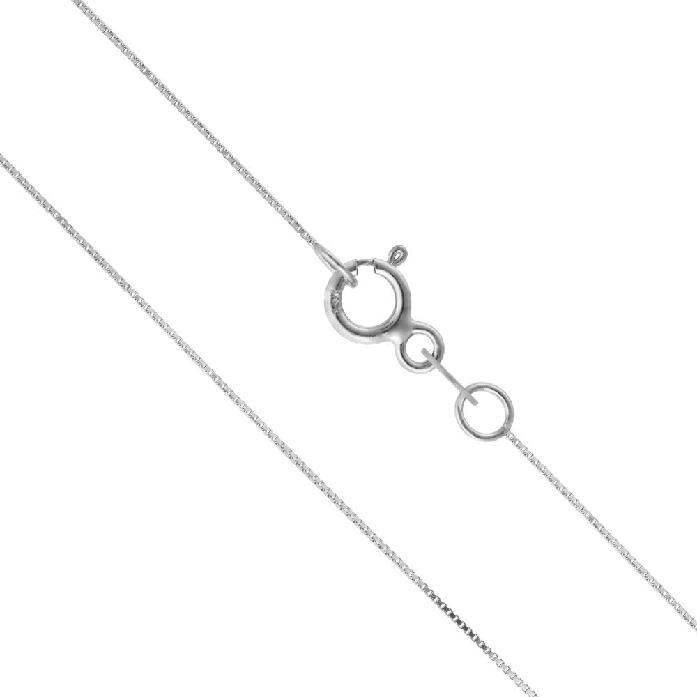 Honolulu Jewelry 14K Real Solid White Gold 0.5Mm or 1Mm Box Chain Necklace, 16" - 24"