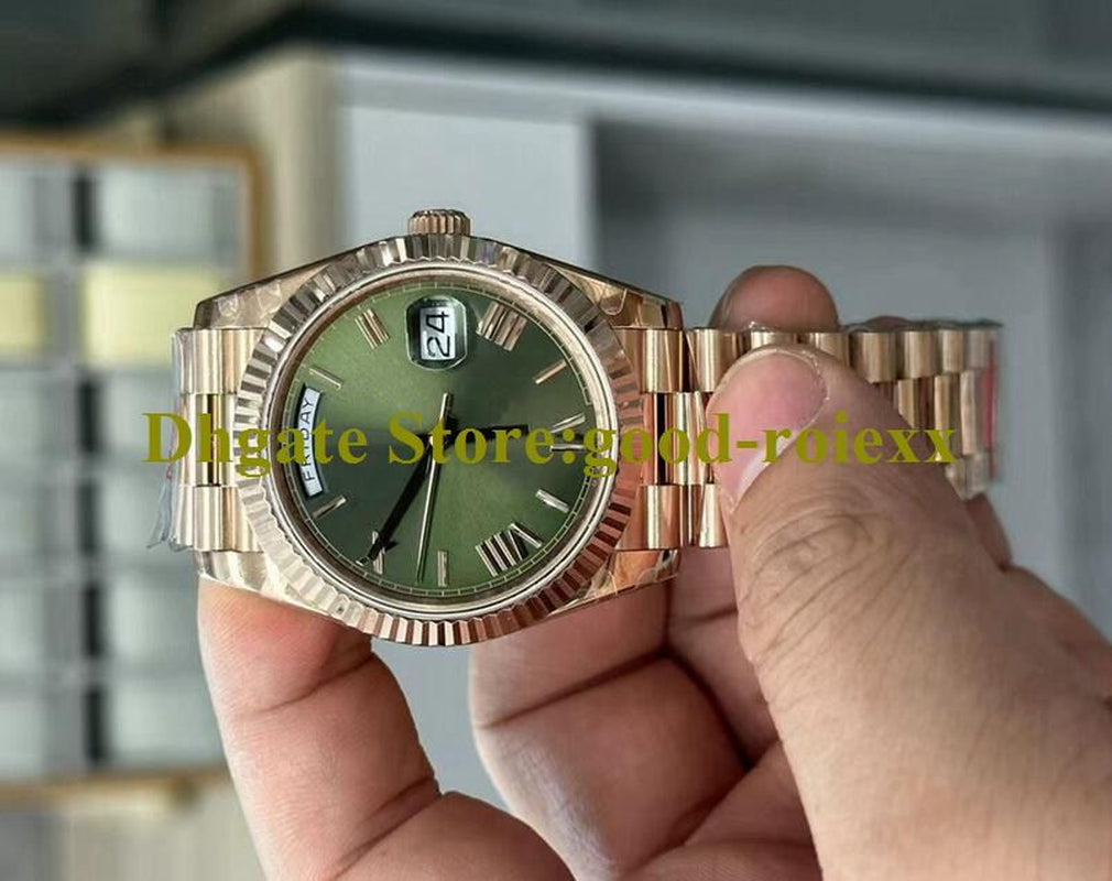 Men'S Watches Men Gmf Heavy Version Watch 40Mm Automatic 2836 Everose Date Time Day Rose Gold ETA Gm Maker President Green 228235 Wristwatches Original Acrylic Box