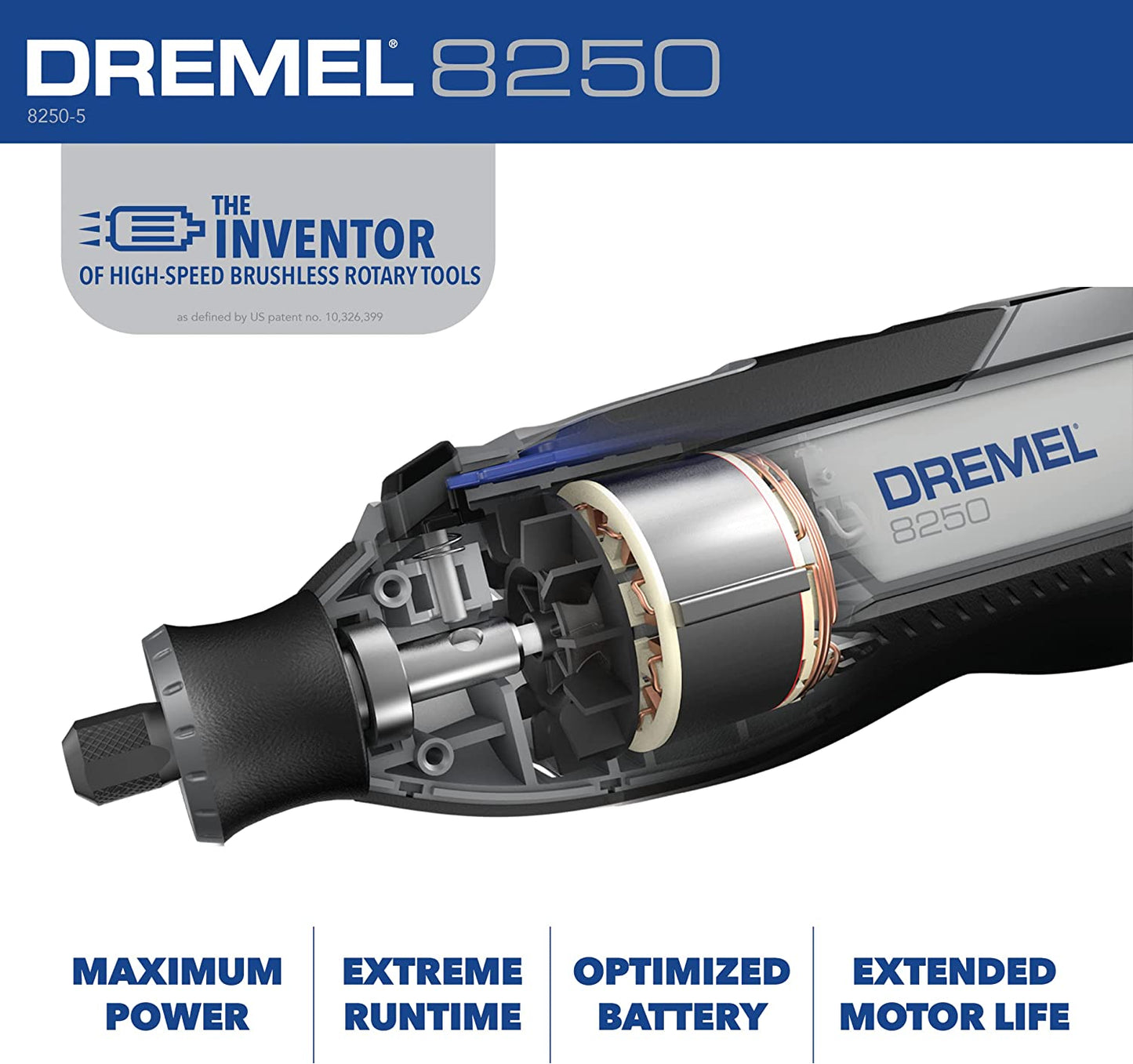 8250-5 12V Lithium-Ion Variable Speed Cordless Rotary Tool with Brushless Motor - 5 Rotary Tool Accessories, 3Ah Battery, Charger, and Tool Bag
