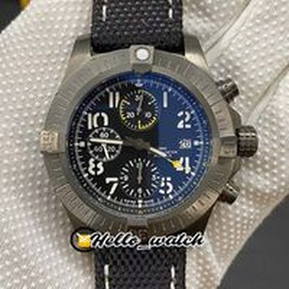 GF Super II 45Mm Bandit A1337111 ETA A7750 Automatic Chronograph Mens Watch Titanium Case Sapphire Stopwatch Nylon Leather Top Hello_Watch