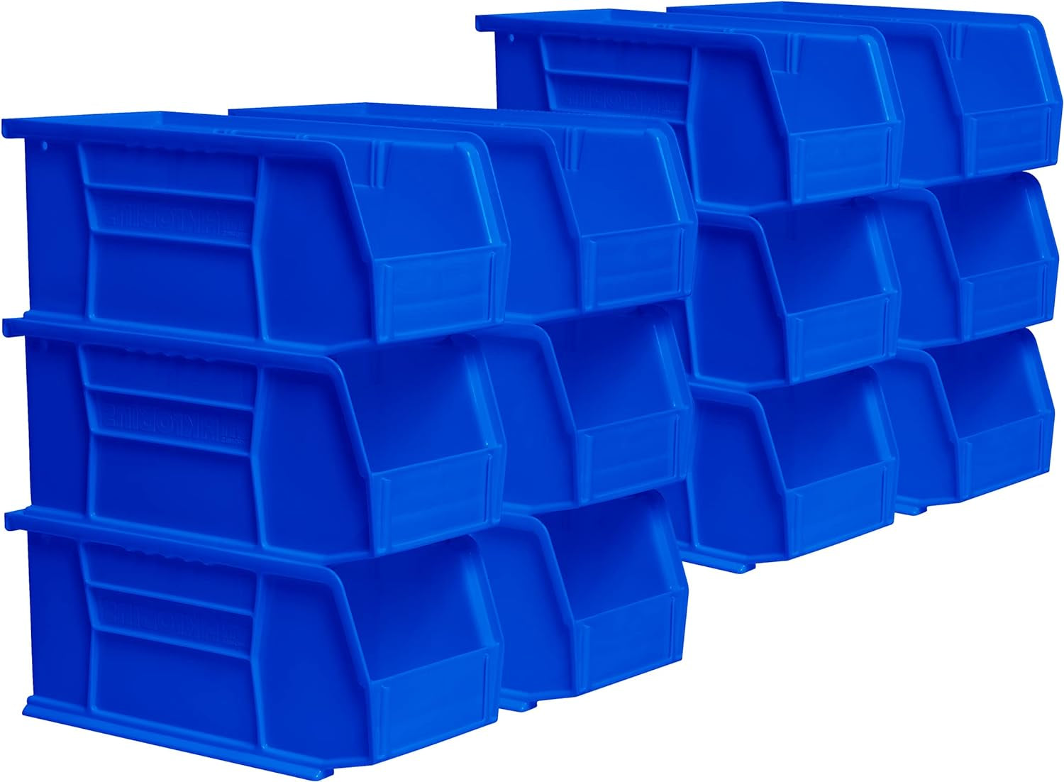 30230 Akrobins Plastic Hanging Stackable Storage Organizer Bin, 11-Inch X 5-Inch X 5-Inch, Blue, 12-Pack