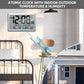 Atomic Clock/Never Needs Setting, Digital Wall Clock with Indoor Outdoor Temperature & Humidity, Battery Operated, Wireless Outdoor Sensor, Atomic Wall Clock with 4.5" Numbers Easy-To-Read