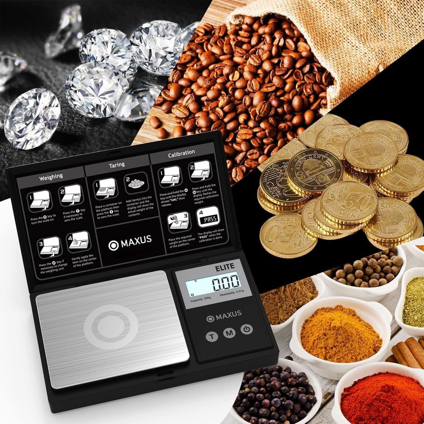 Precision Pocket Scale 500G X 0.01G, Digital Gram Scale with Tray, Small Food Scale, Jewelry Scale, Ounces Grains Scale with Backlit LCD