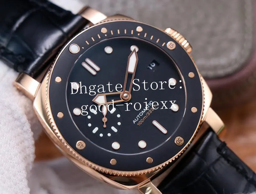 Watches Men'S Watch Men Automatic Movement Cal.Op XXXIV Rose Gold 974 Sport Submersible Diver 100M VS 42Mm Leather Strap VSF Factory Pam Crystal Wristwatches Box