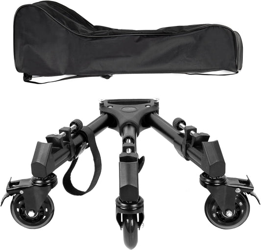 Universal Photography Tripod Dolly, Heavy Duty with 3" Rubber Wheels, Adjustable Legs and Carry Bag, 33 Lbs Capacity Tripod Wheels for Canon for Sony Cameras Camcorder Video Lighting- 3986