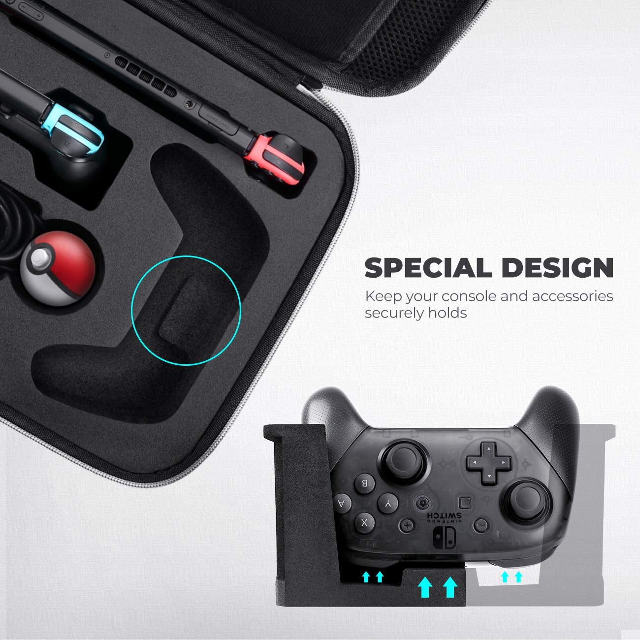 Deluxe Carrying Case for Nintendo Switch OLED & Nintendo Switch, Large Capacity Travel Storage Pouch for Switch Console & Accessories - Black