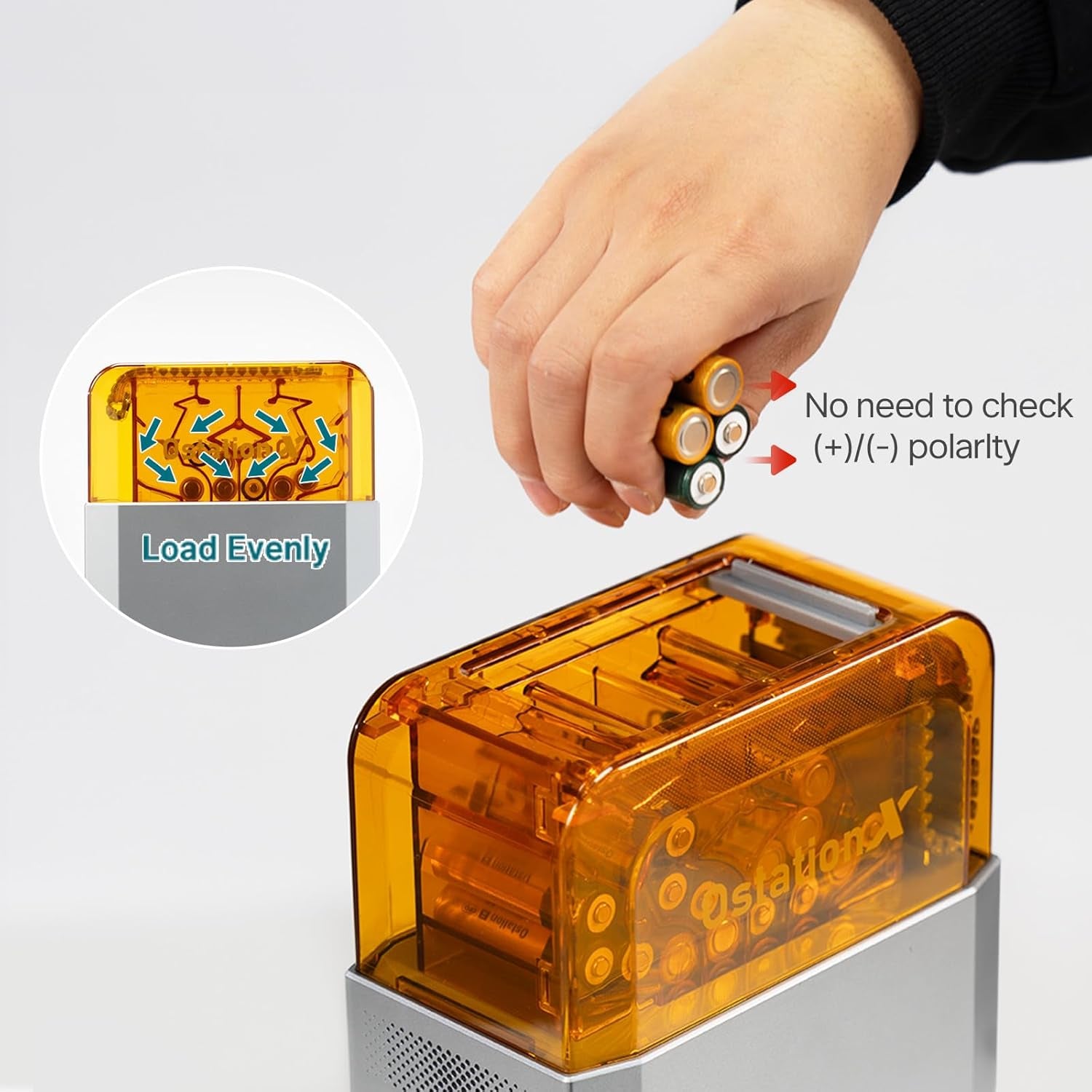 Ollght Ostation X Battery Charger Exclusively for Nimh AA Rechargeable Batteries, 3 in 1 Automatic Design for Charging, Testing & Storage, No Polarity Check Needed, Bad Battery Detection, APP Control