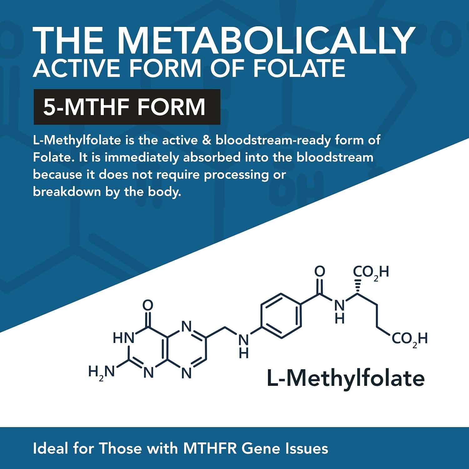 L Methyl Folate 15Mg plus Methyl B12 Cofactor - Professional Strength, Active 5-MTHF Form - Supports Mood, Methylation, Cognition – Bioactive Forms of Vitamin B9 & B12 (60 Capsules)