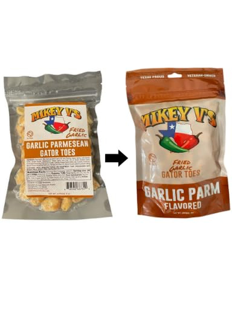 Garlic Parmesean "Gator Toes", Deep Fried Garlic Snacks, 3.9Oz.