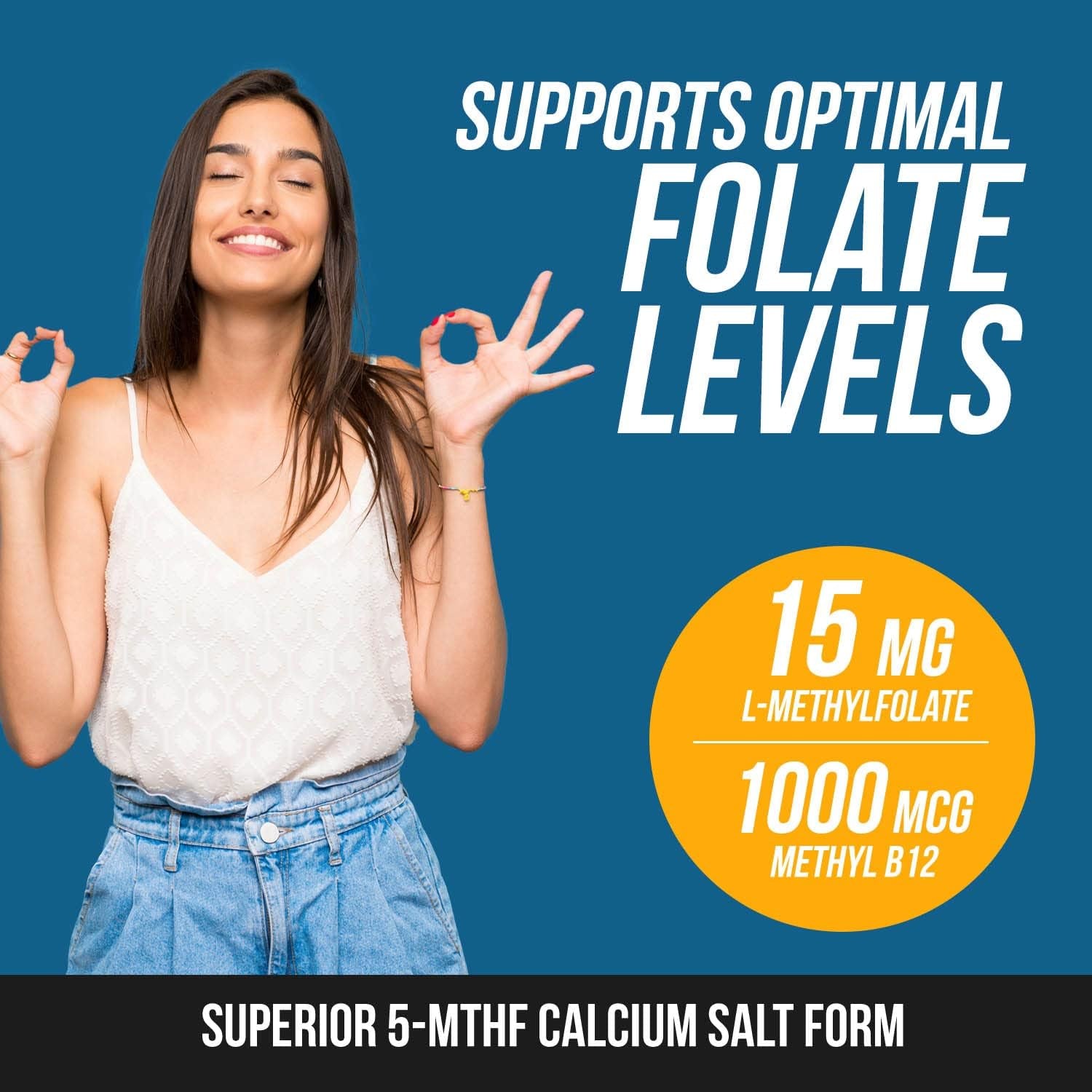 L Methyl Folate 15Mg plus Methyl B12 Cofactor – Organic, Berry Flavor, Professional Strength, Liquid Sublingual, Active 5-MTHF Form - Supports Mood, Homocysteine Methylation, Cognition (1Oz -2 Pack)