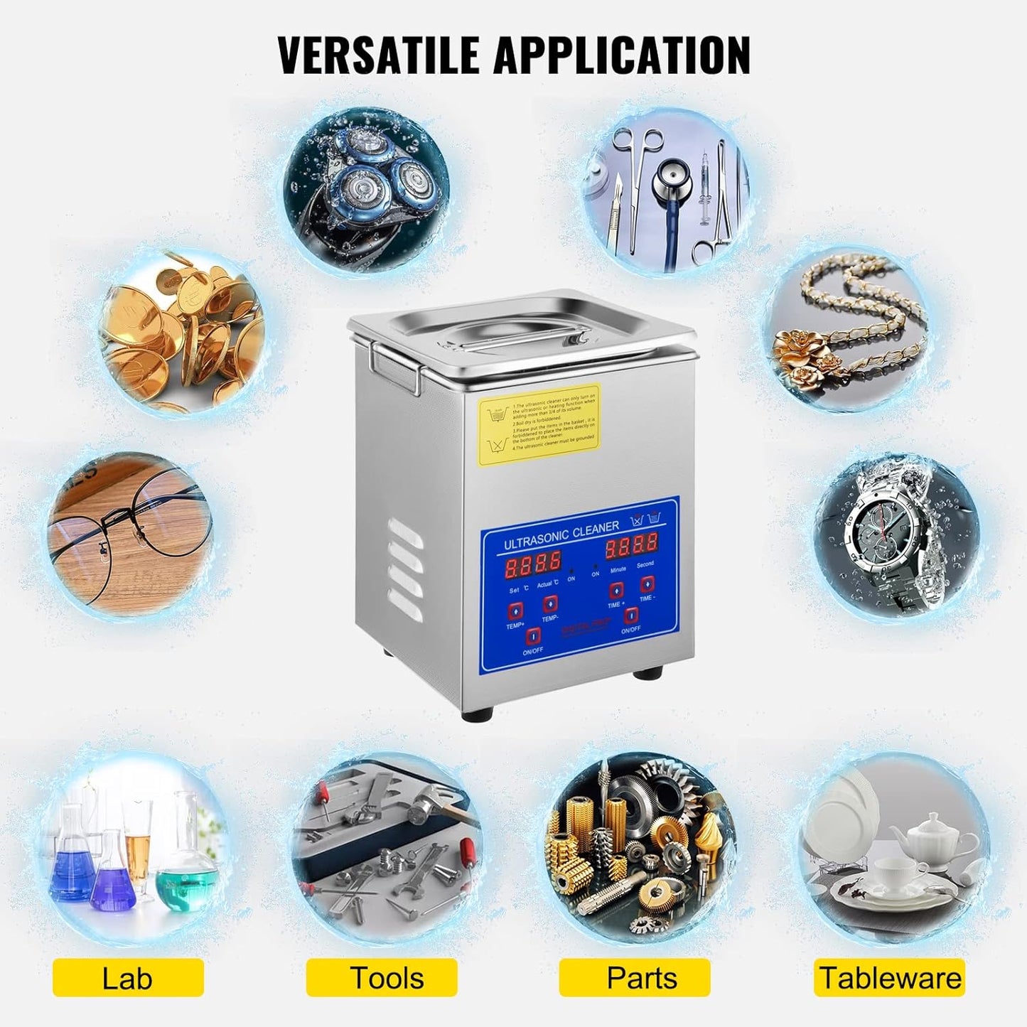 Ultrasonic Cleaner 2L Digital Ultrasonic Parts Cleaner with Timer 40Khz Professional 304 Stainless Steel Ultrasonic Cleaner 110V for Jewelry Watch Glasses Diamond Eyeglass Small Parts Cleaning