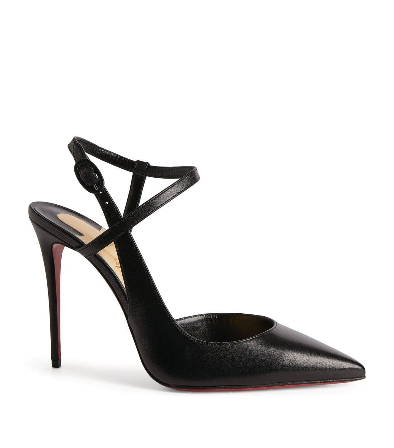 Christian Louboutin JENLOVE 100 Leather Ankle Strap Heels Pump Shoes Sandal $895