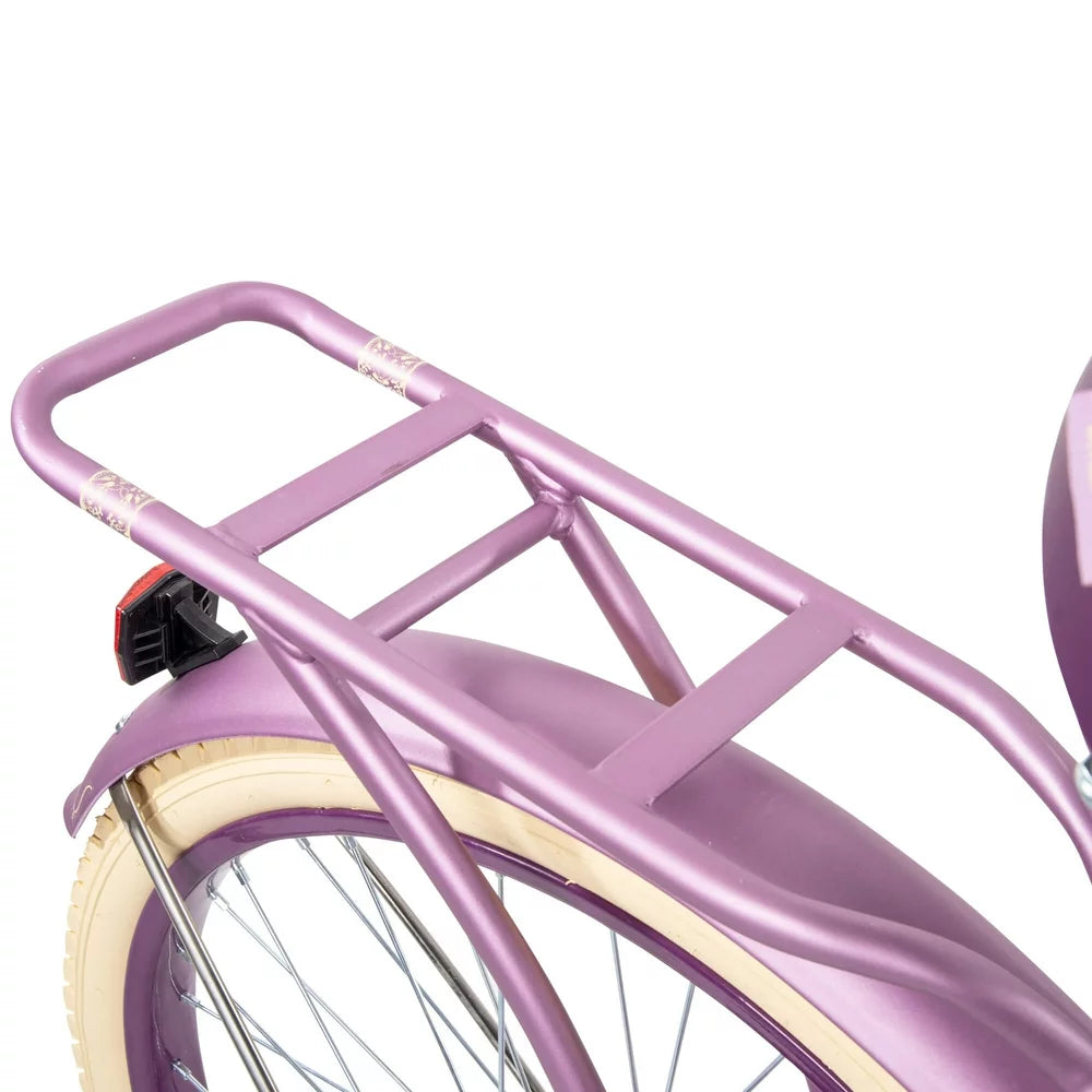 24" Nel Lusso Girls' Cruiser Bike, Purple Satin, Age 12+ Years