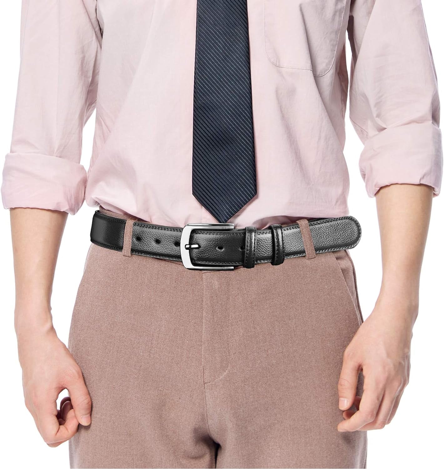 Mens Belts Big and Tall 36"-70" Men Leather Belt Casual Work Dress Belt,Black & Brown Colors