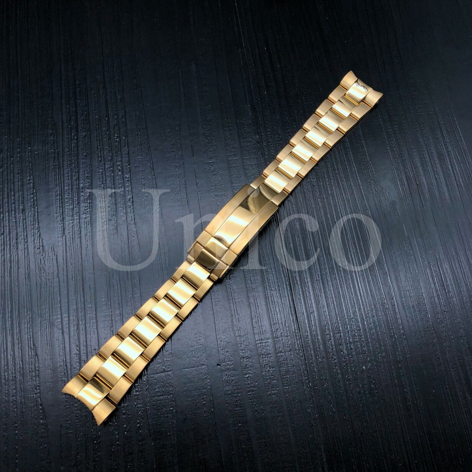 20MM OYSTER WATCH BRACELET BAND FITS for ROLEX SHINY/CENTER FLIP LOCK HEAVY GOLD