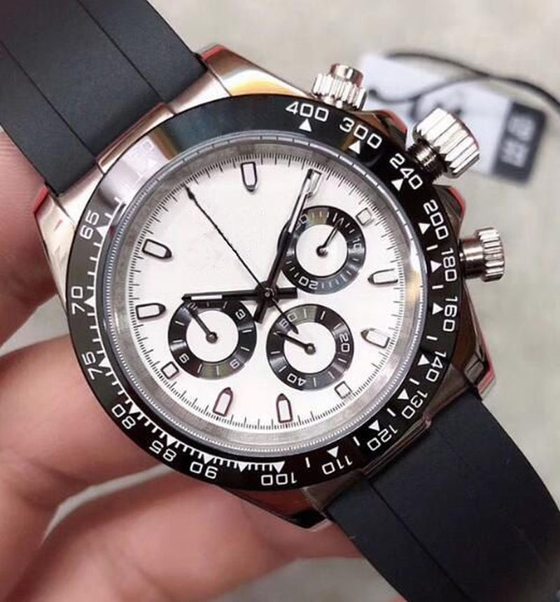 New ST9 Steel Quality Watch All Subdials Working 40Mm Automatic Mechanical Movement Sapphire Glass Mens Ceramic Bezel Watches Cosmograph Meteorite Black Dial