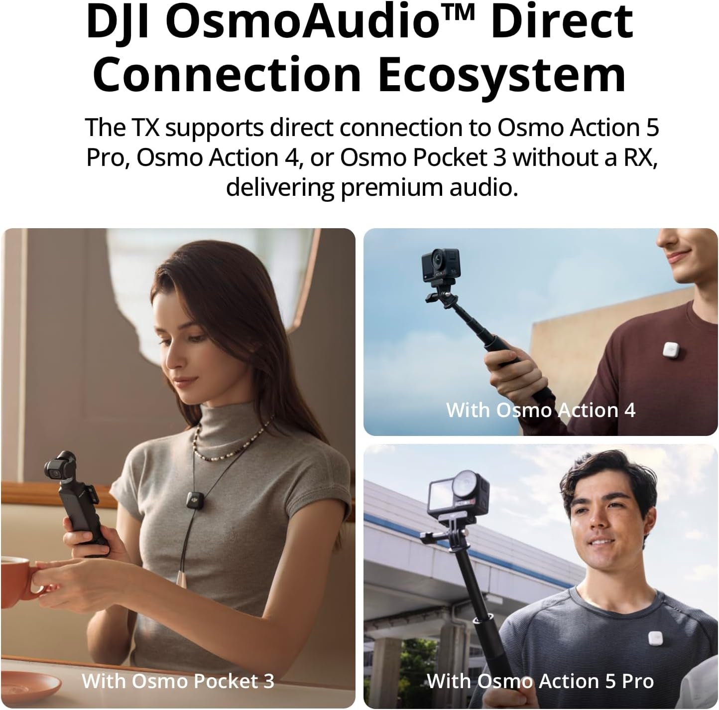 Mic Mini (2 TX + 1 RX + Charging Case), Wireless Microphone for Iphone/Camera/Android, Ultralight, Detail-Rich Audio, 48H Use, Noise Cancelling, Automatic Limiting, Vlog, Streaming