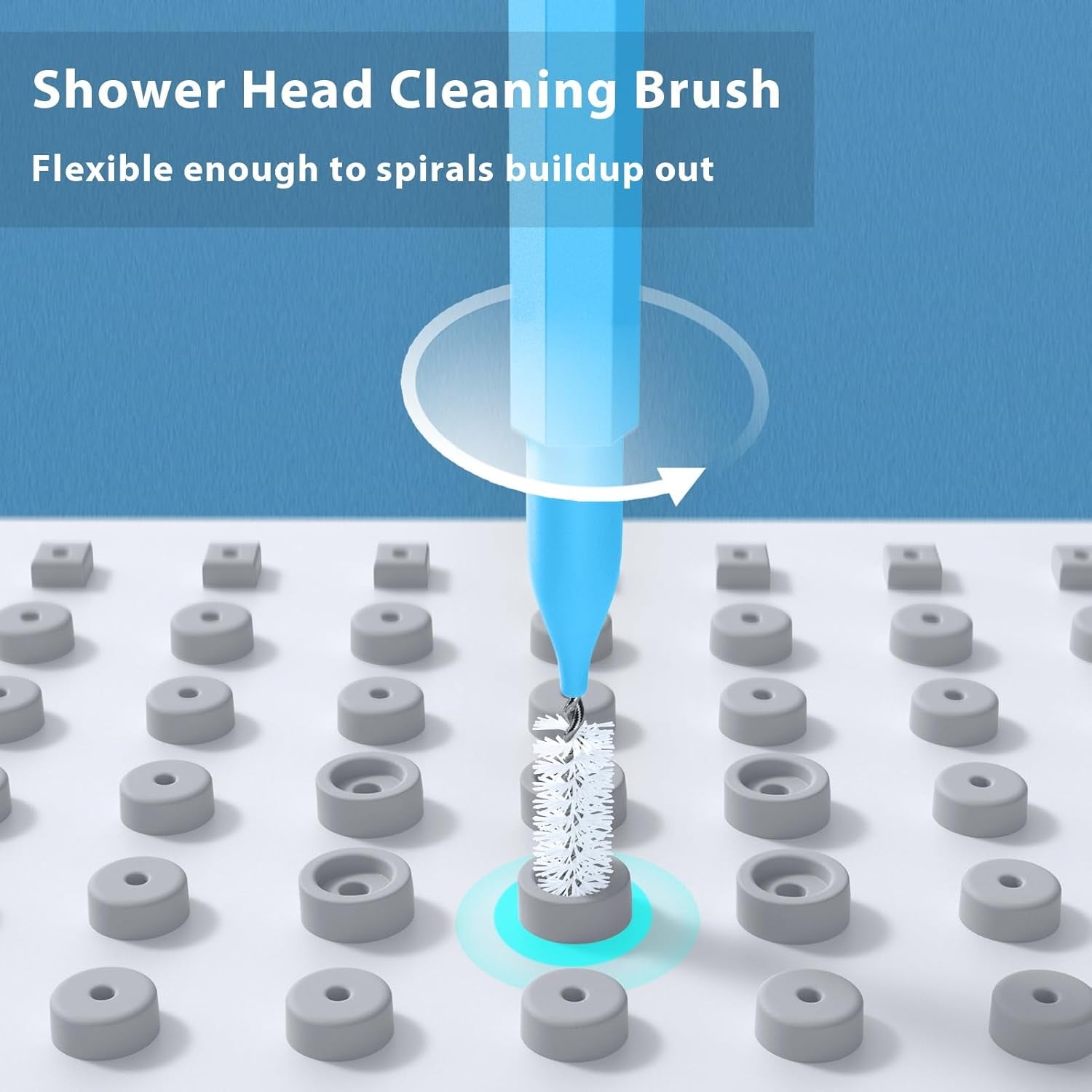 Multi Shower Head Cleaner Tool, Shower Head Cleaning Brush Small Hole, Showerhead Cleaner Picks for Tiny Nozzle Opening Gaps, Blue