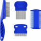 4 Pack Flea Lice Comb, Stainless Steel Dog Cat Grooming Combs with Rounded Teeth, Double Sided Professional Pet Tear Stain Remover, Dematting Tool for Small, Medium & Large Pets