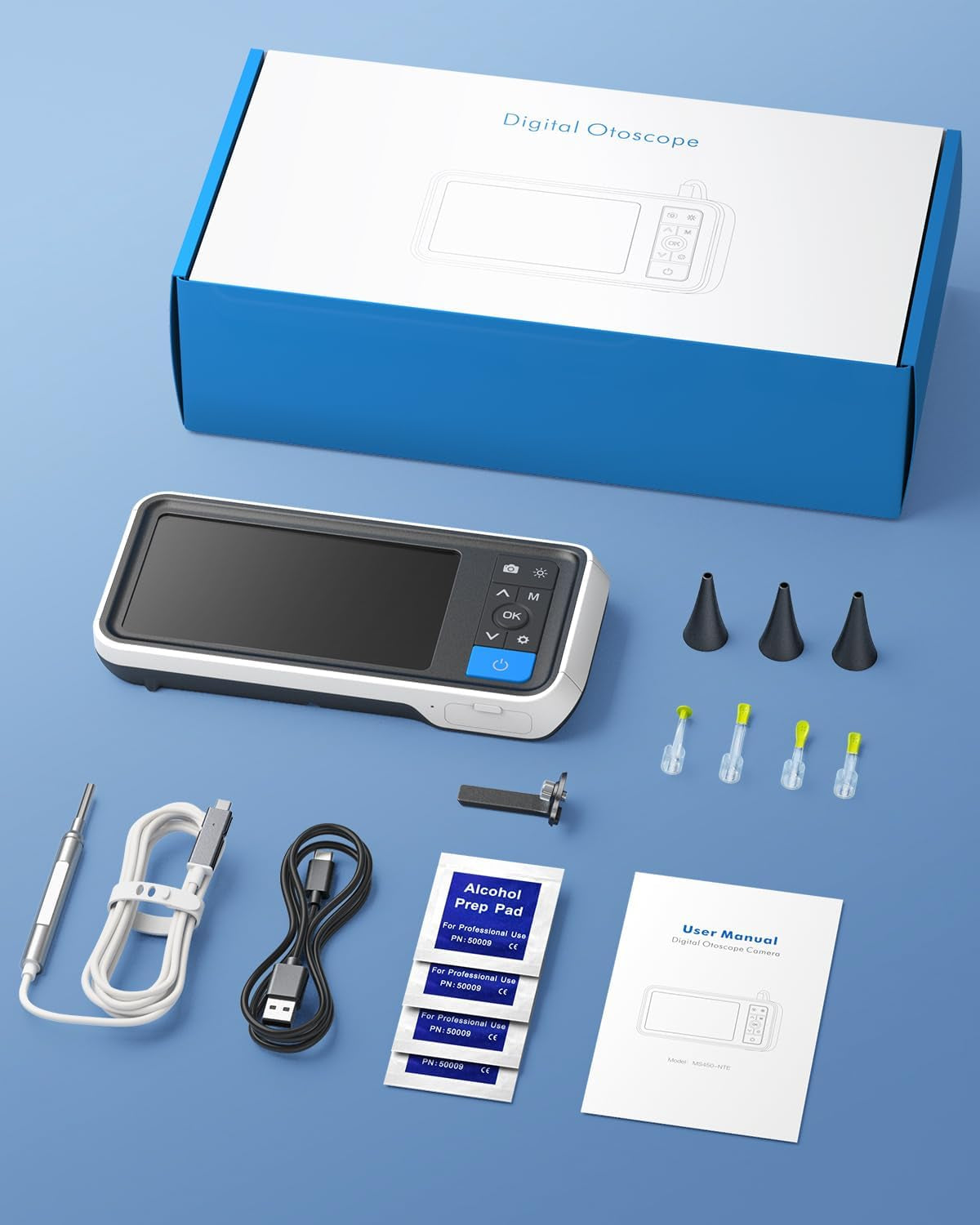 Otoscope Ear Camera with 4.5" IPS Screen, 1920X1080 FHD Smart Visual Ear Wax Removal Tool Camera Kit, 32GB Card Ear Scope Otoscope with Light, Plug & Play at Home Ear Infection Detector