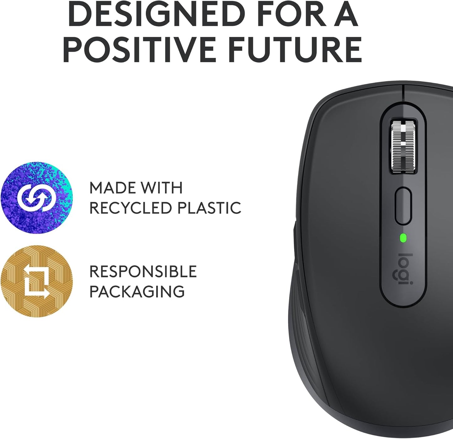 MX Anywhere 3S Compact Wireless Mouse, Fast Scrolling, 8K DPI Any-Surface Tracking, Quiet Clicks, Programmable Buttons, USB C, Bluetooth, Windows PC, Linux, Chrome, Mac - Graphite