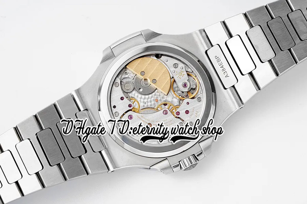 PPF V3 Moon Phase Date 5712/1A-001 PP240 Automatic Mens Watch (True Power Reserve Display) Blue Texture Dial Stainless Steel Bracelet Super Edition Eternity Watches