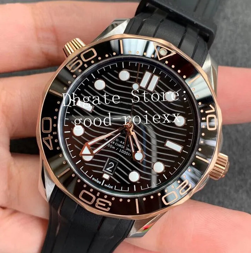 Luxury Men'S Rose Gold Watches VS Maker Automatic Cal.8800 Axial Watch Men Professional Dive 300M Rubber Strap Eta VSF Wristwatches