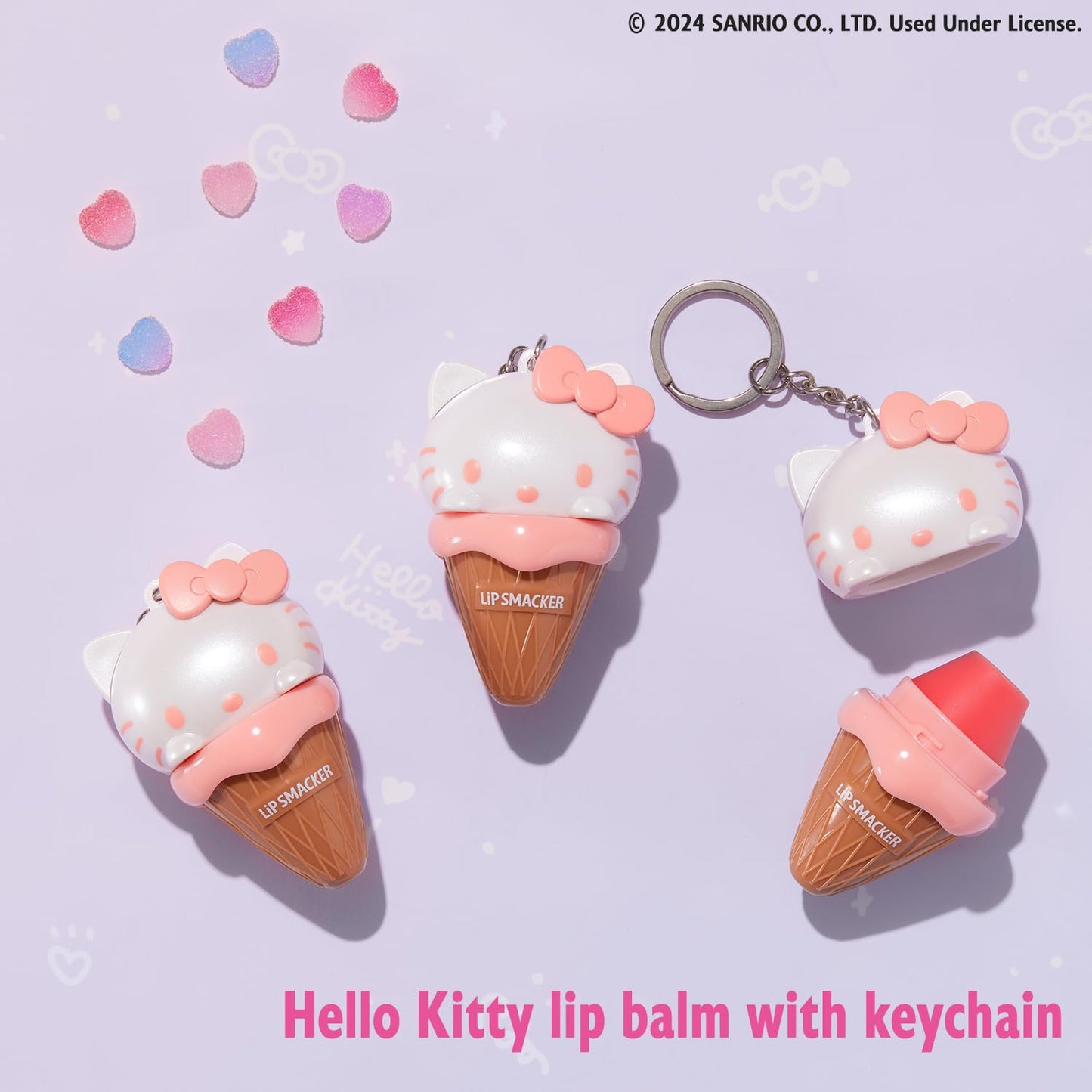 Hello Kittylip Balm, Ice Cream Flavored Moisturizing, Smoothing Soft Shine, Hydrating & Protecting Fun Tasty Flavors, Cruelty-Free & Vegan - Ice Cream