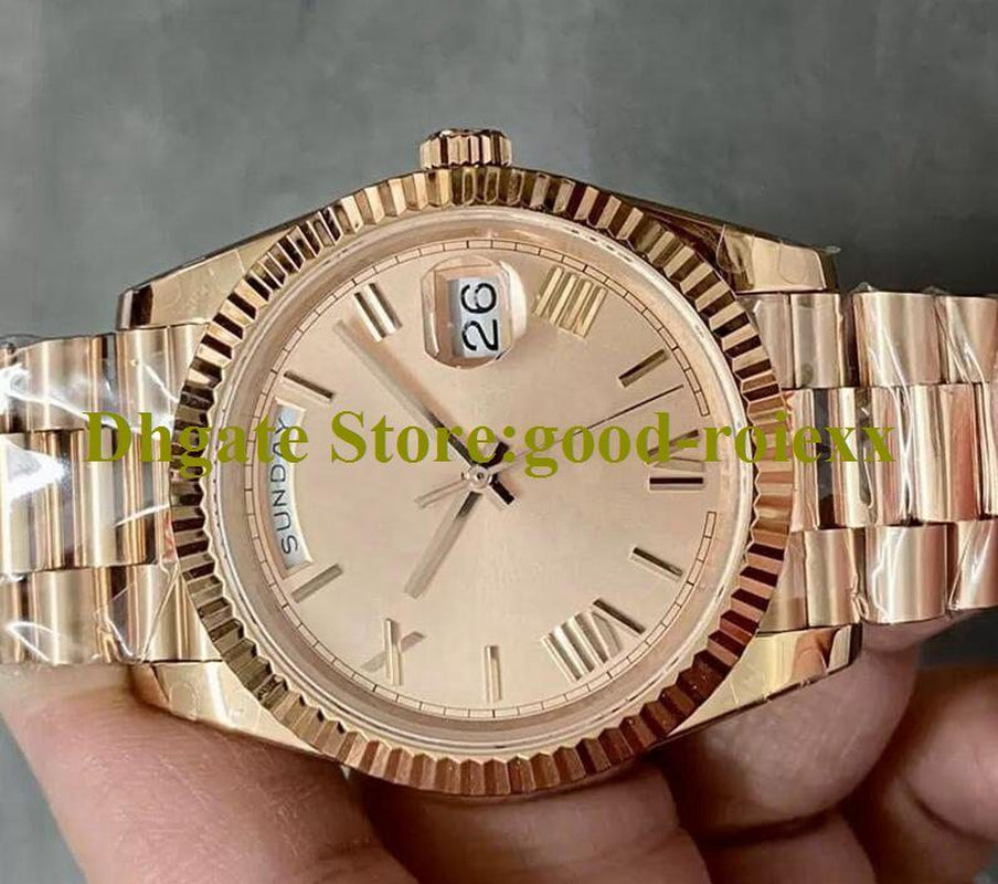 Men'S Watches Men Gmf Heavy Version Watch 40Mm Automatic 2836 Everose Date Time Day Rose Gold ETA Gm Maker President Green 228235 Wristwatches Original Acrylic Box