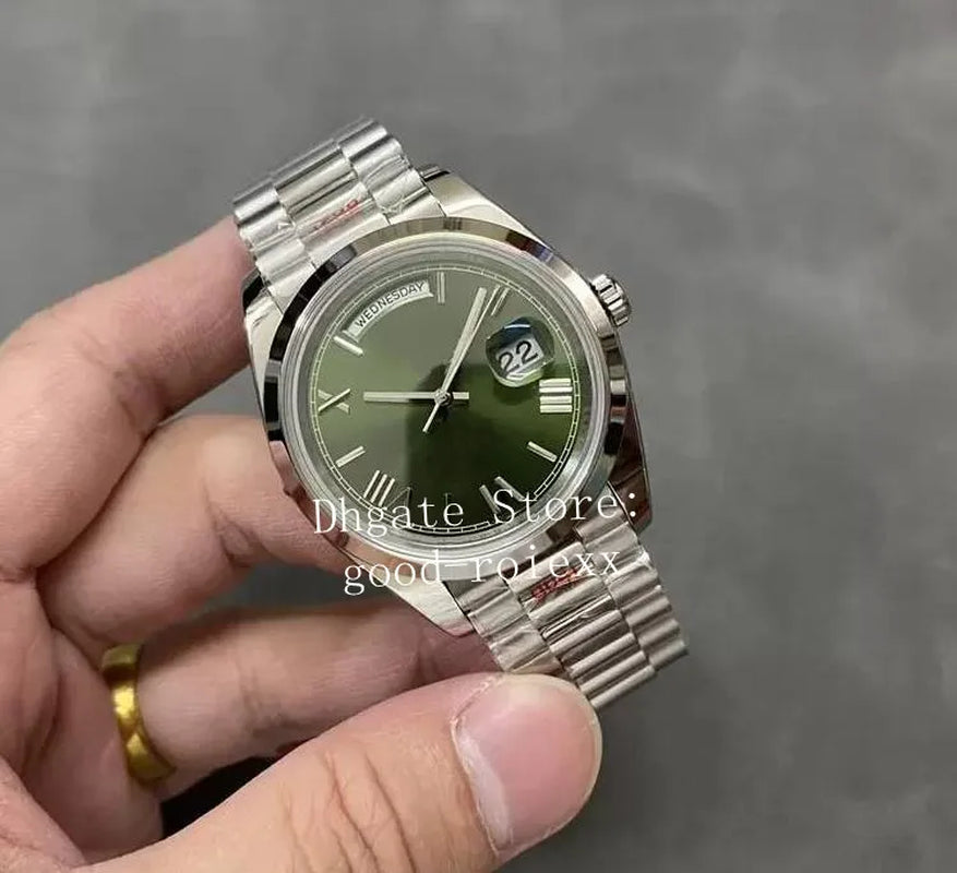 Heavy Version Men'S Automatic 2836 Watches Men Qff ETA Watch Green Blue Dial Day Time Date 904L Steel 228239 Platinum QF Maker President Bracelet 40Mm Wristwatches