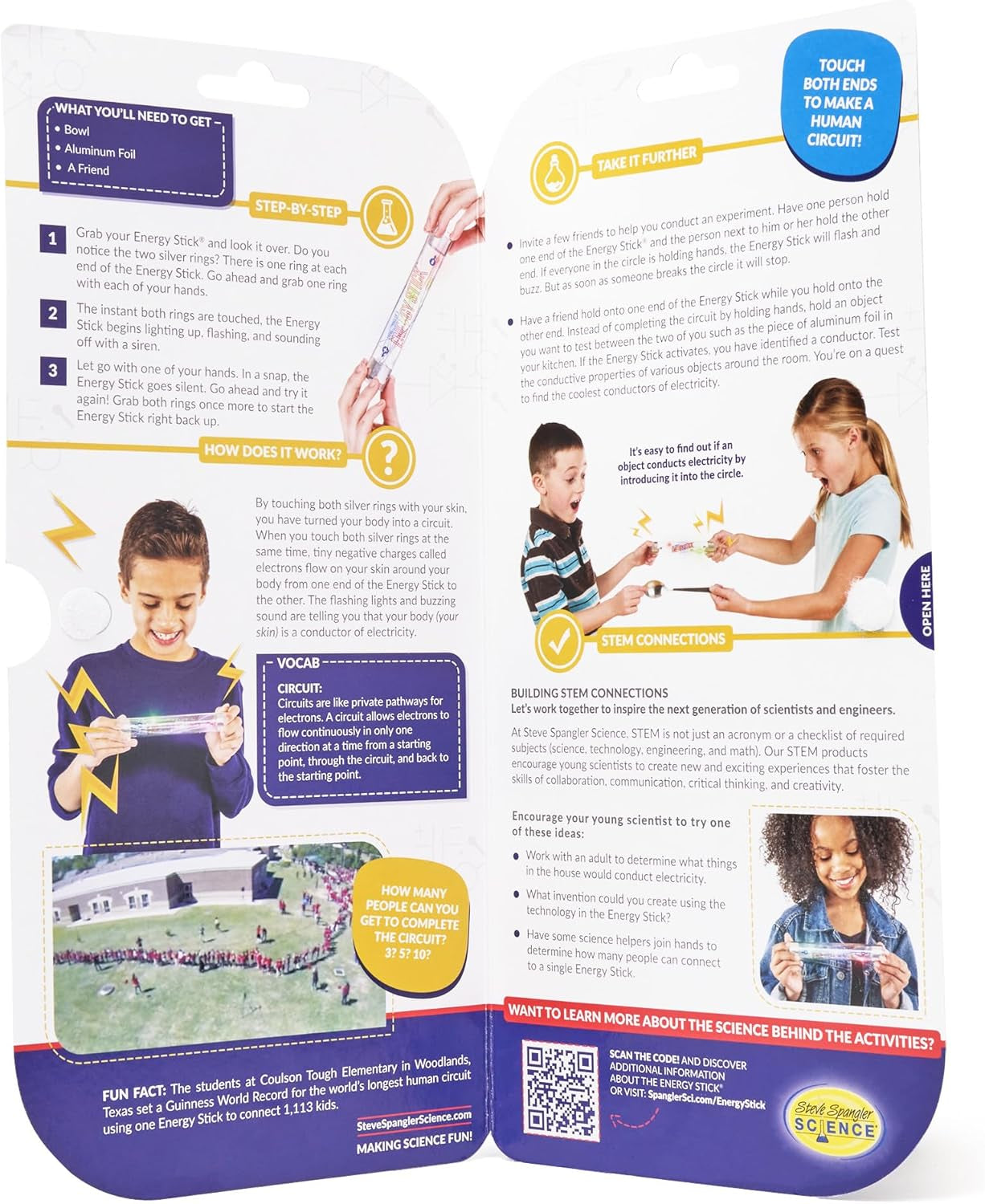 Energy Stick – Fun Science Kits for Kids to Learn about Conductors of Electricity, Safe, Hands-On STEM Learning Toy, Independent or Group Activity for Classrooms or Home